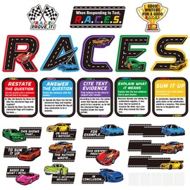 Cinrobiye 37 Pcs Races Writing Process Bulletin Board Decorations Set,Races Reading Strategies Posters with Sentence Beginning Classroom Wall Decor for Elementary Home School Teacher Supplies