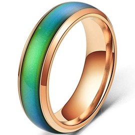 Jude Jewelers 4mm Stainless Steel Temperature Sensative Color Changing Wedding Band Mood Ring (Rose Gold, 7)