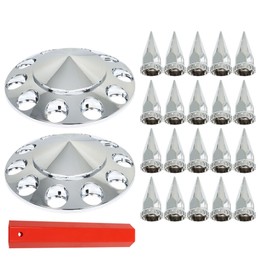 GXYWADY Front Hub Cover Set Chrome Wheel Cover with 33mm Nut Covers Spiked Replacement for Semi Truck