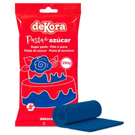 dekora - Pasta di Zucchero Blu Scuro, 250 g, per torte, flessibile e facile da usare, senza glutine, senza lattosio, halal, kosher, adatto per vegetariani