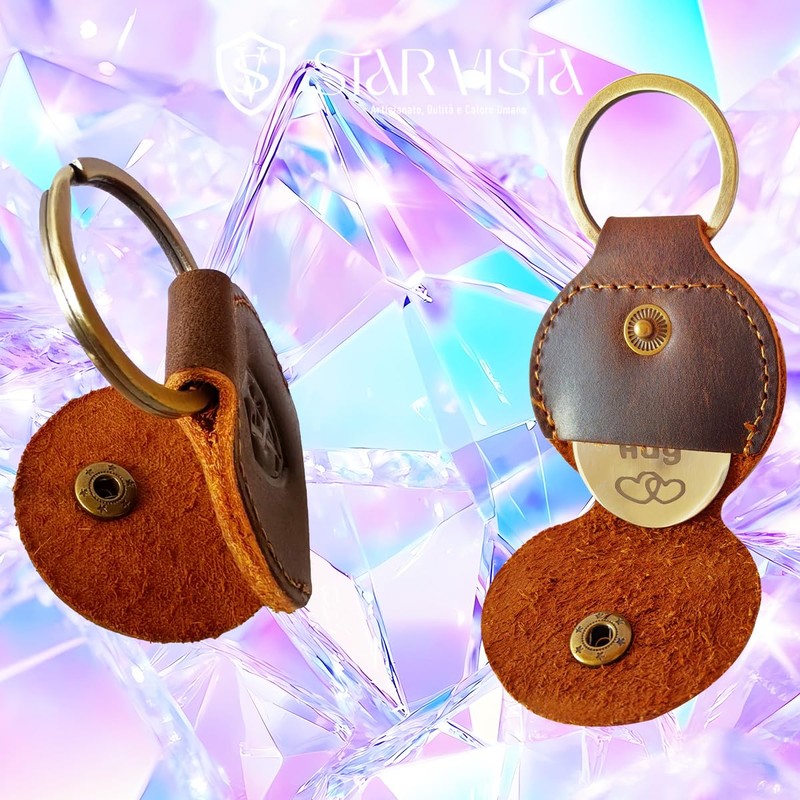 STAR VISTA Sparrow Leather Keychain, Pocket Hug Token, Long Distance