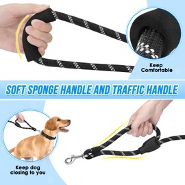 Lukovee Hands Free Dog Leash, 10FT Adjustable Training Lead 1/2 Inch Nylon Heavy Duty Lead No Pull for Large Medium Dogs, Tangle Free Reflective Waist-Leash for Walking Running, (DB, Plus Handle)