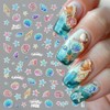 5D Glitter Beach Nail Stickers for Women, Shell Light Starfish