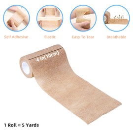 12 Pack Self Adhesive Elastic Bandage Wrap 4 Inch x 5 Yards Cohesive Bandage Wrap for Wounds, Self Adherant Non-Woven Wrap Rolls, Large Atheletic Tape for Wrist Ankle Hand Leg