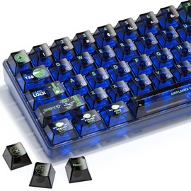 GMKWTL XVX Clear Keycaps, Transparent Keyboard Keycaps, Black Crystal Keycap Set, Cherry Profile Key caps 65 Percent Compatibility with MX Switches Mechanical Keyboards
