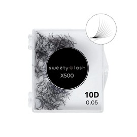 SWEETY LASH - Eyelash Extension - 500pcs 10D 0.05 Russian Volume Lashes Silk Premade Individual Eyelash Bouquet D & C Curl (10D-0.05D-0.05C - 9-15mm) - 13mm C