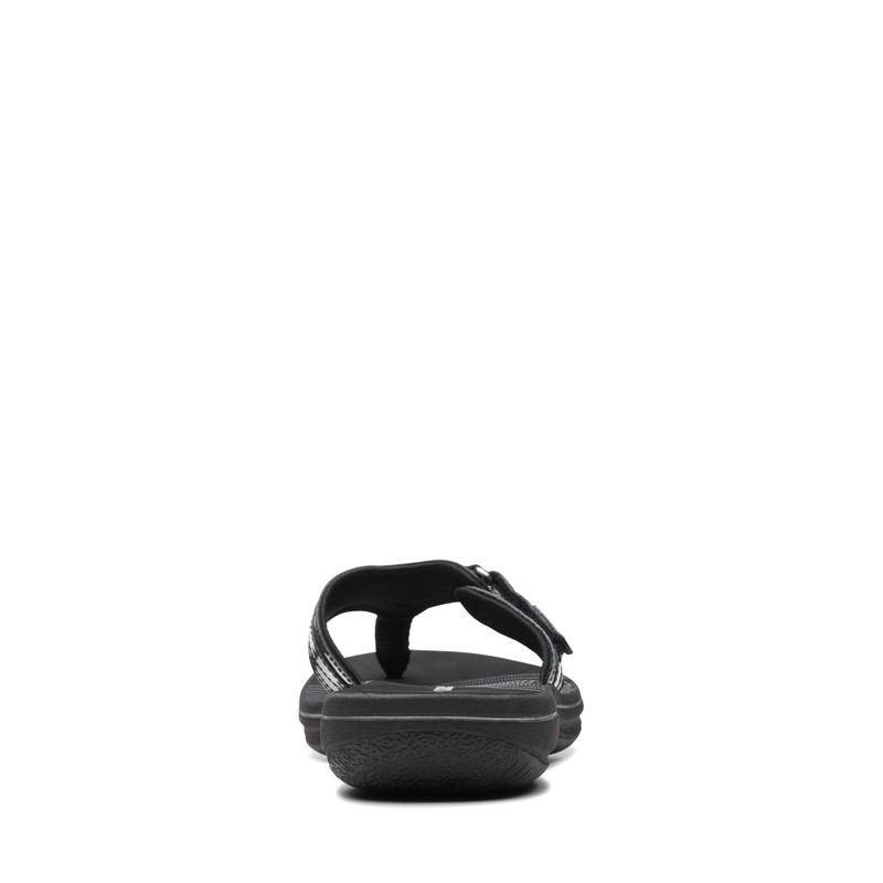 Clarks Women's Breeze Sea Flip-Flop, Black Synthetic Patent, 11 US