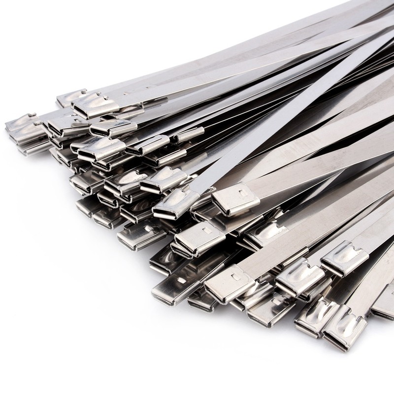 50pcs 12" Stainless Steel Exhaust Wrap Coated Self Locking Cable