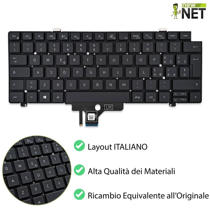 new net - Tastiera compatibile con Dell Latitude 5420, 5421,