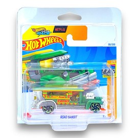 Hot Wheels Road Bandit (Metallic Green &Chrome) 2/5 HW Fast Transit - 2024-30/250 (Short Card) - COMES IN A GENUINE KLAS CAR KEEPER PROTECTOR CASE - HTD27