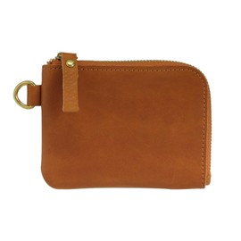 Cygclovia Coin Purse, Genuine Leather, L-Shaped Zipper, YKK Ultra-thin, Lightweight, Compact Wallet, Small, Coin Case, Durable, Men's, Women's, Camel