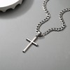 Kakonia 925 Sterling Silver Cross Necklace Beveled Edge for Men