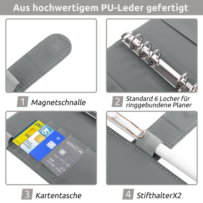 KONVINIT Budget Planner German, A6 Budget Binder with Money Envelopes