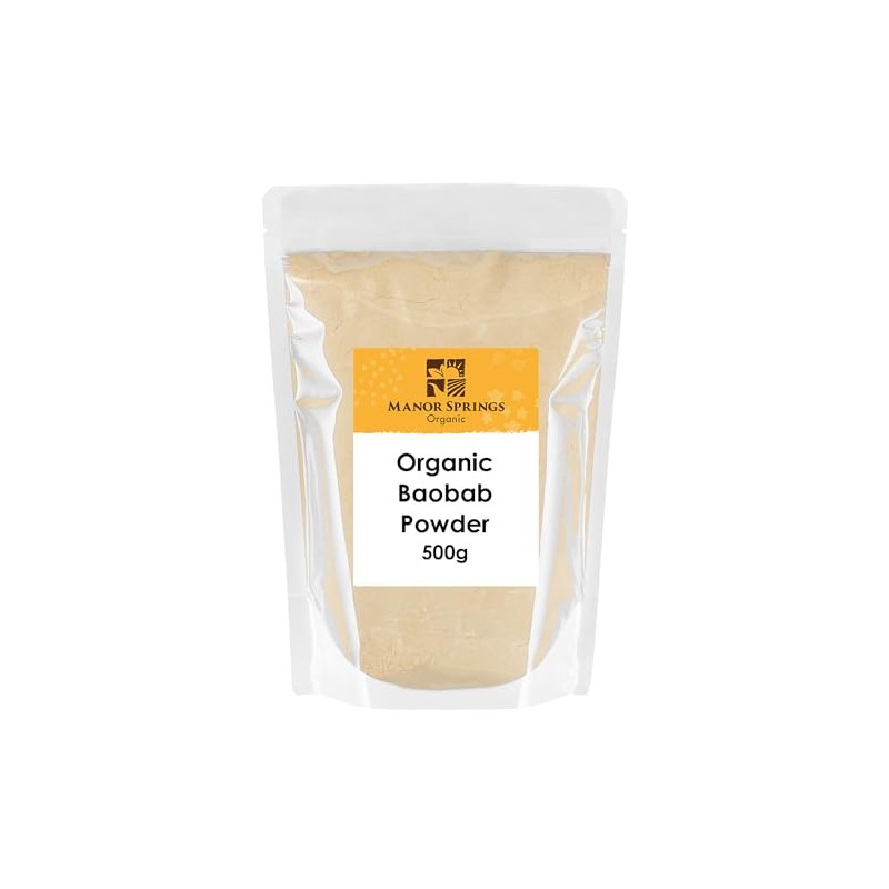Organic Raw Baobab Powder 500g by Manor Springs Organic