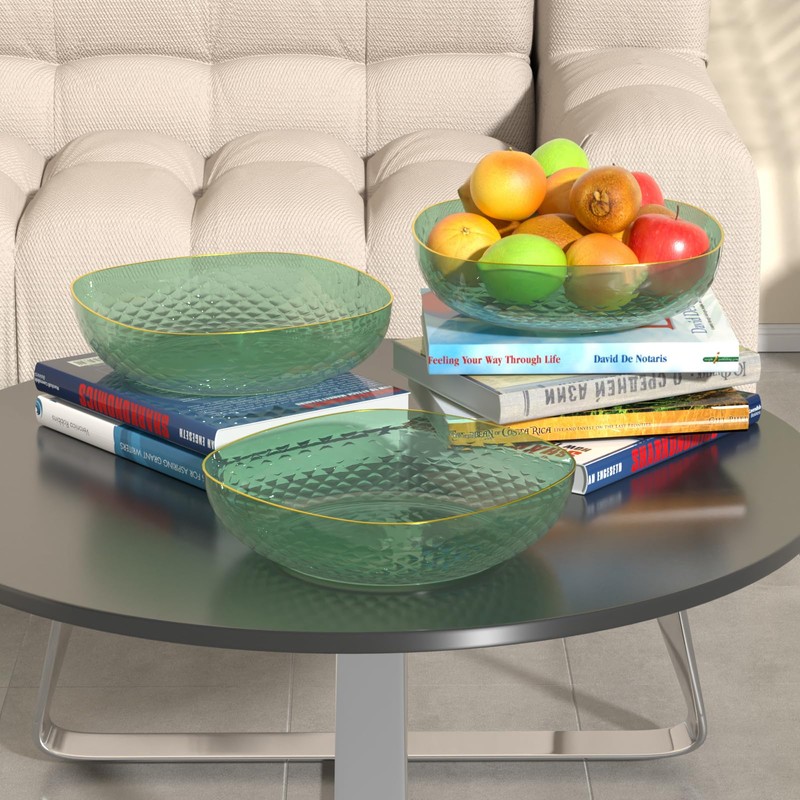 Minekkyes 4-Pack Plastic Decorative Fruit Bowl, Modern Serving Bowl for