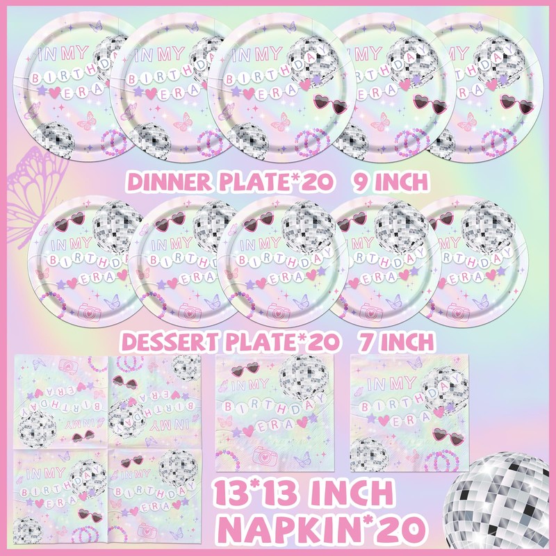 birthday era tableware， Birthday Decorations for Girl plates and napkins