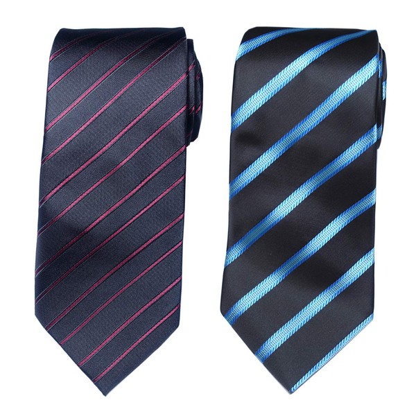 Towergem Extra Long Microfibre Tie Stripe Polyester XL Men's Necktie