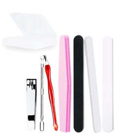 Nail Care Tool Kit，Nail Buffers and Files, Manicure Tools Kit ，Nail File Kit with Nail clippers、Cuticle fork、Steel push、Nail file、Polishing stick、Sponge strip、Black straight twist，nail art tools