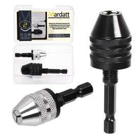 Mardatt 2Pcs Drill Chuck Conversion Tool, 1/4” Quick Change Hex Drive Quick Change 0.6-8mm, 0.3-3.6mm Converter for Drill Chuck Adapter(Black, Silver)