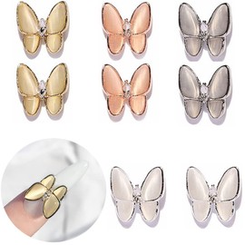 Nail Supplies, Nail Art Jewelry, Nail Rhinestones, Nail Decoration Material, 3D Butterfly, Alloy Diamond, Butterfly Shape, Nail Parts, DIY, Jewelry Parts, For Nails, Sparkly (Pack of 8)