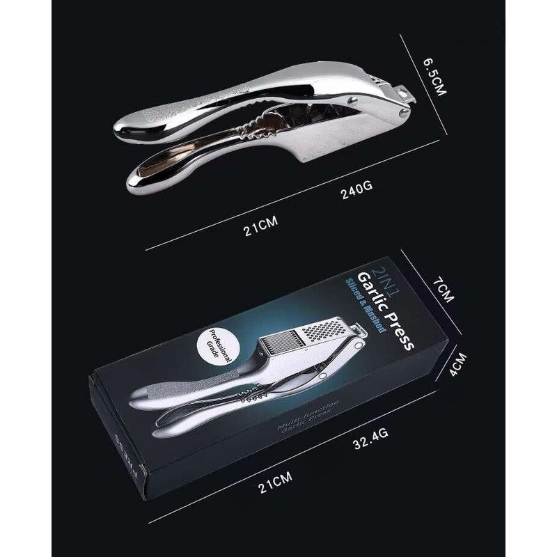 2 in 1 Garlic Press Slicer Stainless Steel Peeler Squeezer