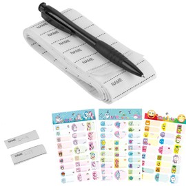 Pack of 100 Name Tags for Clothes for Ironing Washable Name Labels for Clothing School Uniform Bag Towel Hat Gloves Scarf Laundry Labels with 3 Colourful Waterproof Stickers