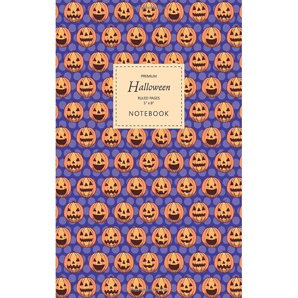Halloween Notebook - Ruled Pages - 5x8 - Premium: (Blue