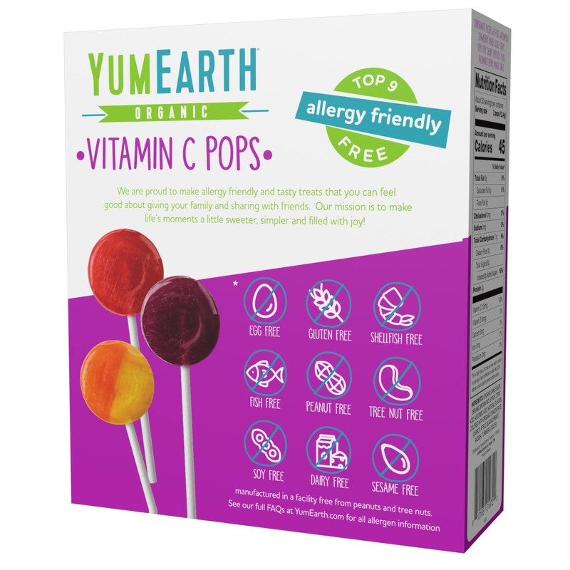 YumEarth Organic Vitamin C Pops Variety Pack, 60 Fruit Flavored