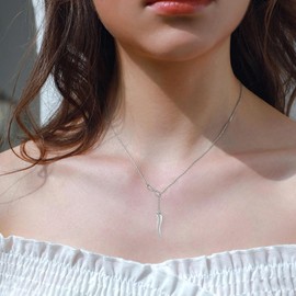 YAFEINI Italian Horn Infinity Necklace Sterling Silver Italian Horn Cornicello Necklace Good Luck Protection Amulet Pendant Jewelry for Women