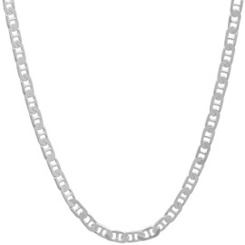 2.7mm Solid .925 Sterling Silver Flat Mariner Chain Necklace + Bracelet Set, 18" (Necklace) + 9" (Bracelet)
