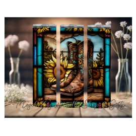 Boots Cowboy Boots with Sunflowers Insulated 20oz Skinny Travel Tumbler
