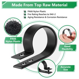 Cable Clips for Cable Management Cord Organizer, 6 Sizes 290 PCS Nylon R-Type, 3/16'' 1/4'' 3/8'' 1/2'' 3/4'' 1'' Black Plastic Screw Mounting Cord Fastener Clamp Assortment Kit with M4 Screws