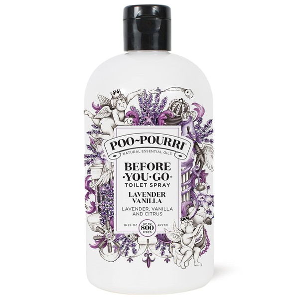 Poo-Pourri Before-You-Go Toilet Spray, Lavender Vanilla, Refill Bottle 16 Fl Oz - Lavender, Vanilla and Citrus