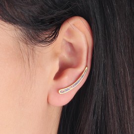 CiNily Opal Ear rings, Ear Cuffs Climber Earrings for Women Hypoallergenic, 14K Gold Plated Cartilage Earrings Crawler Stud Earrings Dainty Trendy Jewelry Fashion Earring Birthday Gift for Women,