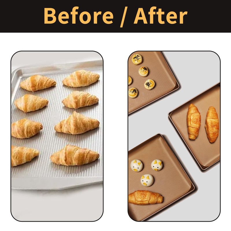 2 Stück Backpapier Wiederverwendbar,Dauerbackfolie für Backblech Backofen,Backfolie Wiederverwendbar,Backpapier Zuschnitte,Dauerbackmatte Hitzebeständig,Dauerbackfolie