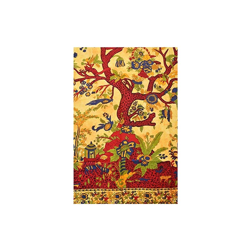 GDONLINE Tree of Life Mandala Curtain Room Door Cotton Wall