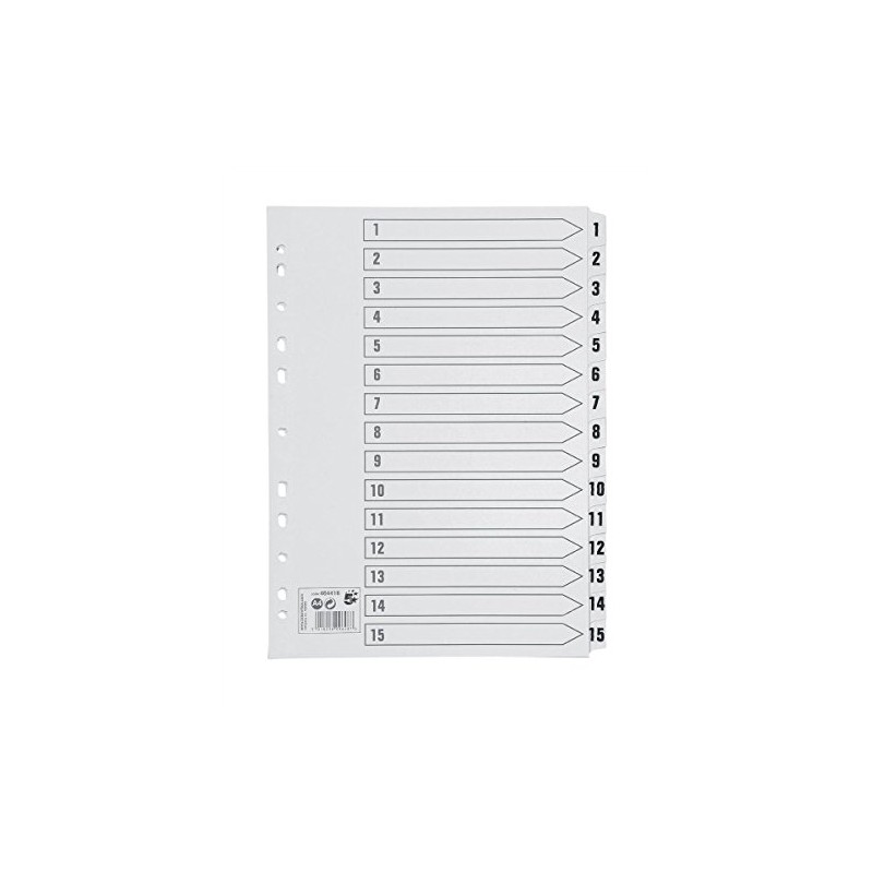 5 Star Office Index 150gsm Card with Mylar Tabs 1-15
