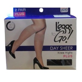 L'eggs Leggs To Go Day Sheer Knee Highs Plus Pantyhose Jet Black Sheer Toe 2 Pack