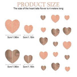 YZROHYI Pack of 4 Heart Garlands Wedding Decoration, Paper Garland Hearts, Heart Garland for Valentine's Day, Decorative Ceiling Hanging Wedding, Hanging Paper Garlands for Decoration Party for Party