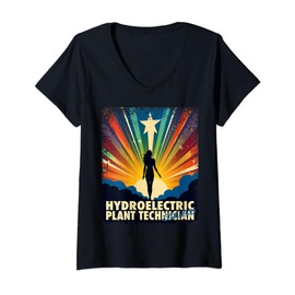 Hydroelectric Plant Technician Funny Female Hero Job Women V-Neck T-Shirt