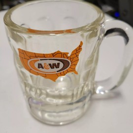 A&W Vintage A&W Mini Short Root Beer Mug w/ Orange US Map and Oval Logo  4 1/2" Tall
