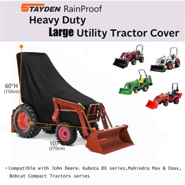 STAYDEN Tractor Cover Waterproof 1200D Heavy Duty Compact Tractor Cover Compatible with Kubota, John Deere,Mahindra, Bobcat (Large Cover)