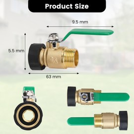 3/4" Brass Garden Hose Shut Off Valve Full Flow, 1-Way Hose Shut Turn Off Valve Heavy Duty Hose On Off Valve With Stainless Steel Long Handle, Fits 3/4 Inch Hose Connector