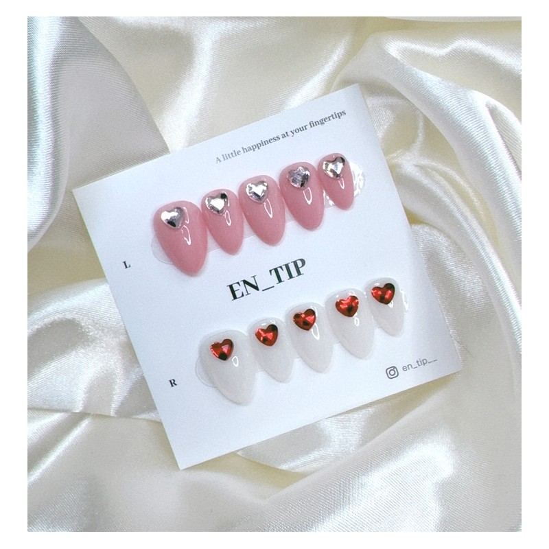 Simple Heart Pop Handmade Nail Tips - Short Square /