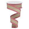 Solid Canvas Ribbon with Gingham Wired Edge - 10 Yards