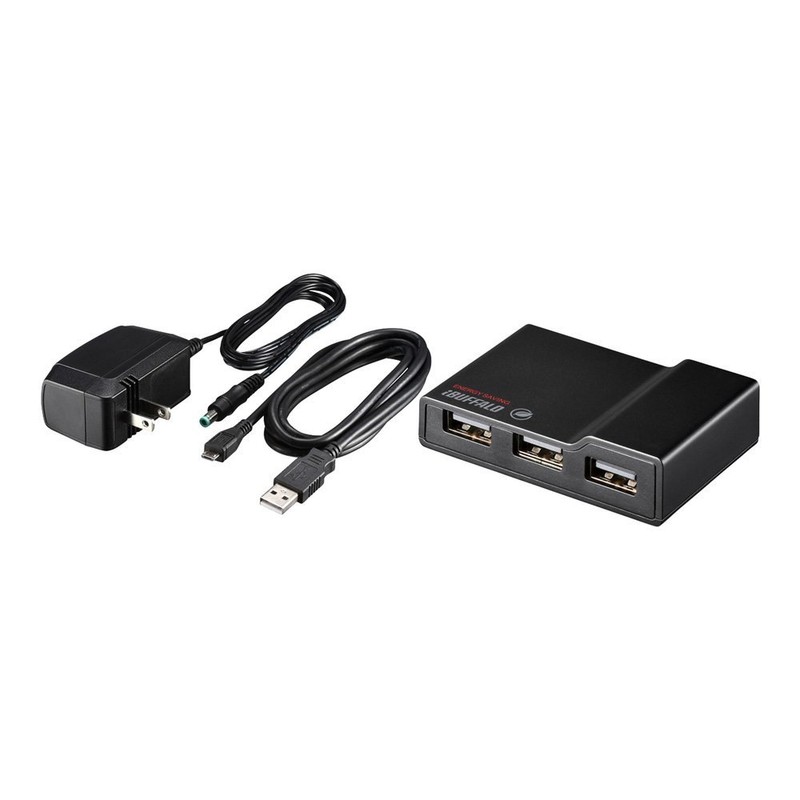 BUFFALO BSH4AE12WH 4-Port Self-Powered Hub with Power Interlocking Power Saving