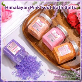 Kit De 4 Sales Para Remojo De Pies: Sal Rosa Del Himalaya, Aceite De Árbol De Té, Lavanda, Rosa, Sal Pura De Epsom, Sal Para Pedicura, Suaviza Callos Y Alivia, Regalo Para Mamás Y Mujeres.