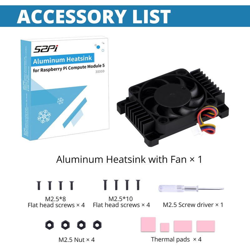 GeeekPi Aluminum Alloy CNC Heatsink Active Cooler with Cooling Fan