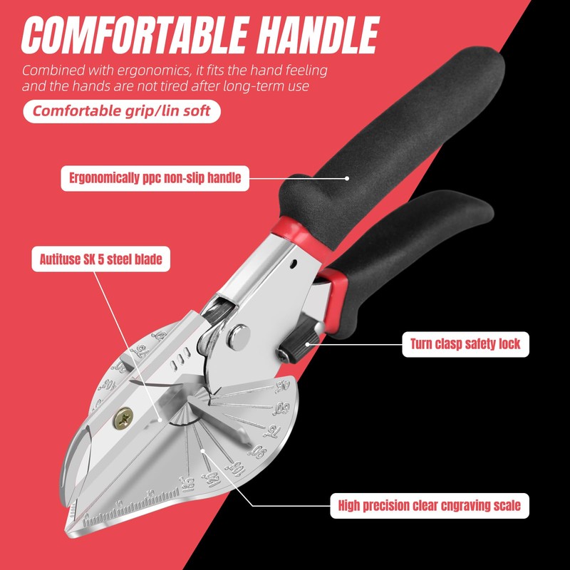 Miter Shear & Cutting Tool - 45-135° Adjustable Angle with