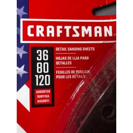 Craftsman 5 Pk Craftsman CMXZXGA9167 Assorted Grits Sanding Sheets Fits Oscillating Sander